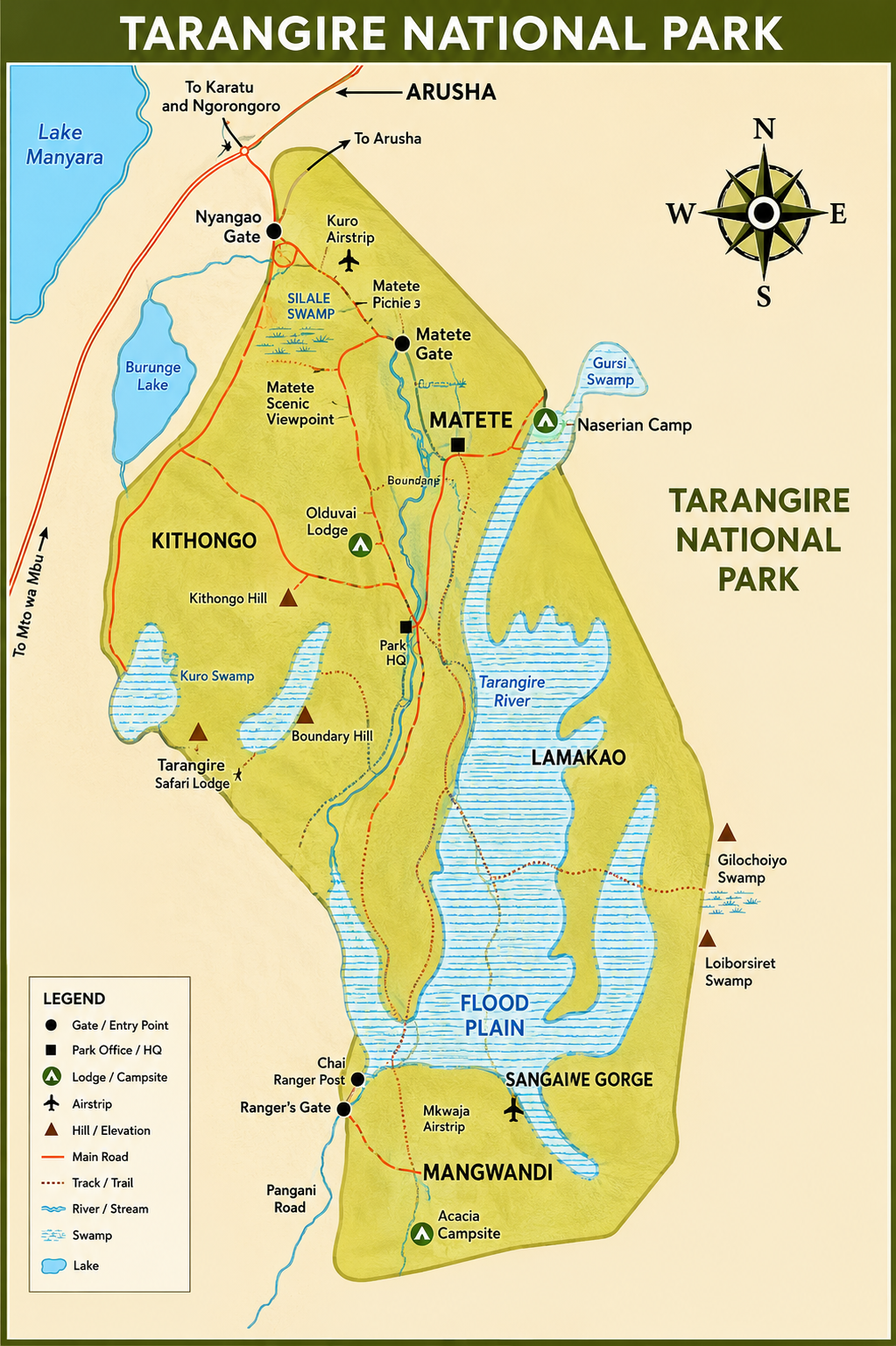 Tarangire National Park Map