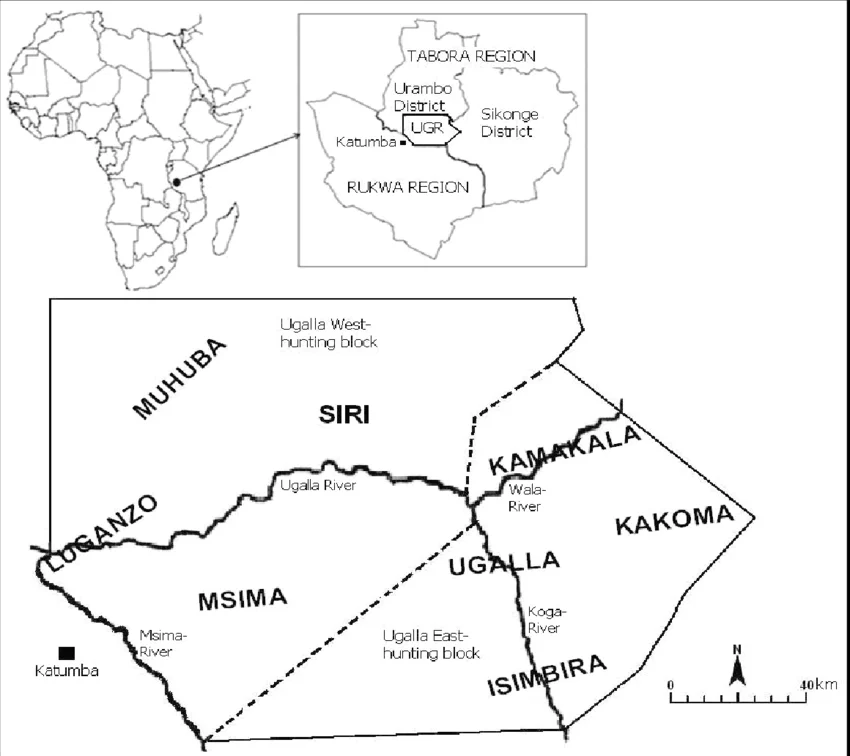 Ugalla River National Park Tanzania map